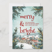 冬の屋外の景色メリーと明るい シーズンカード (正面)