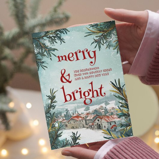 冬の屋外の景色メリーと明るい シーズンカード