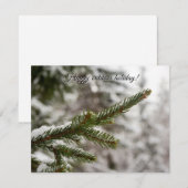 冬の屋外の森 - 雪の松の枝 シーズンカード (正面/裏面)