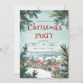 冬の屋外の風景クリスマスパーティー 招待状 (正面)