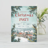 冬の屋外の風景クリスマスパーティー 招待状 (スタンド正面)
