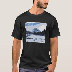 冬の屋外アルパインハイキング雪の靴w tシャツ
