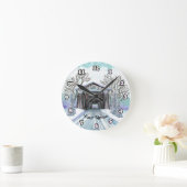 冬の屋根付きブリッジ時計 ラウンド壁時計 (ホーム)