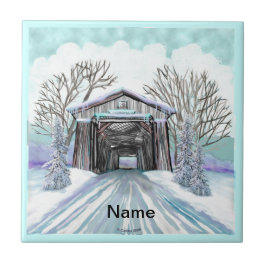 冬の屋根付き橋 タイル