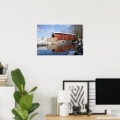 冬の屋根付き橋 ポスター (ホームオフィス)