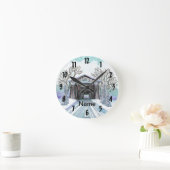 冬の屋根付き橋 ラウンド壁時計 (ホーム)