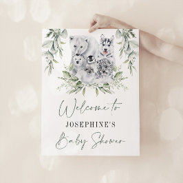 冬の屋根裏動物中性の赤ちゃんシャワーへようこそ ポスター