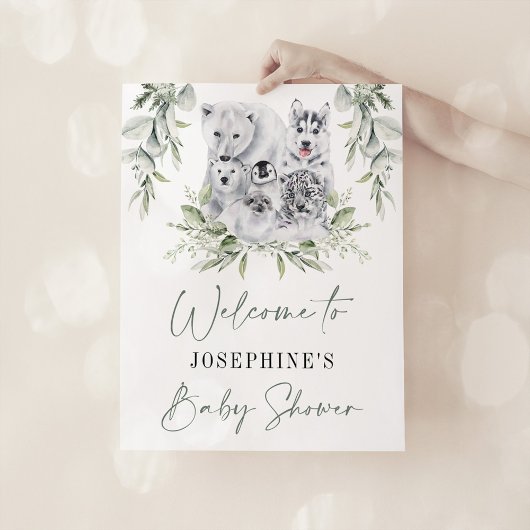 冬の屋根裏動物中性の赤ちゃんシャワーへようこそ ポスター