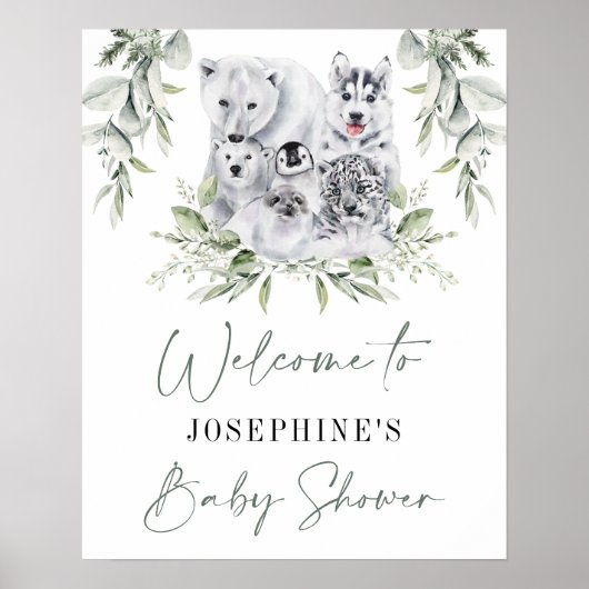 冬の屋根裏動物中性の赤ちゃんシャワーへようこそ ポスター (正面)