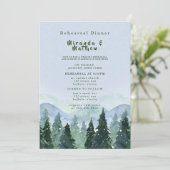 冬の山々と木の風景のリハーサルディナー 招待状 (スタンド正面)