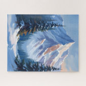 冬の山々風景 水彩画 ジグソーパズル (横)