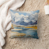 冬の山と湖 クッション (ブランケット)