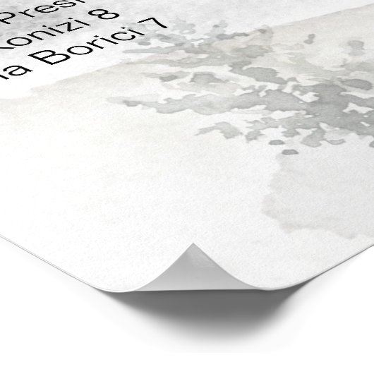 冬の山のアルファベット結婚の座席表 ポスター (角)