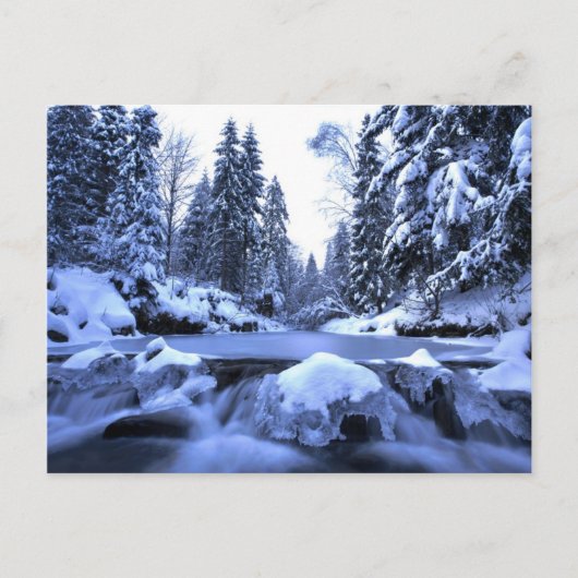 冬の山の川 – ベスキッド山,ポーランド ポストカード (正面)