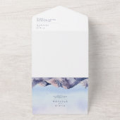 冬の山の日没シールと送信 オールインワン招待状 (外側)