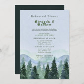 冬の山の木の風景リハーサルディナー 招待状 (正面/裏面)