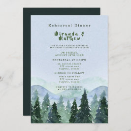 冬の山の木の風景リハーサルディナー 招待状