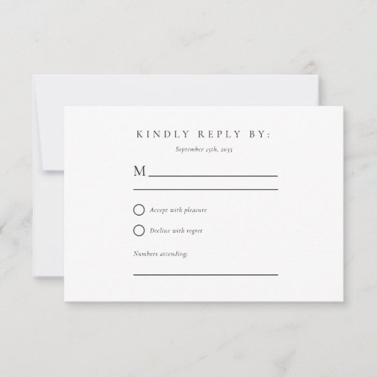 冬の山の松の木の結婚式RSVP 出欠カード (正面)