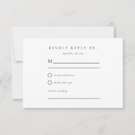 冬の山の松の木の結婚式RSVP 出欠カード