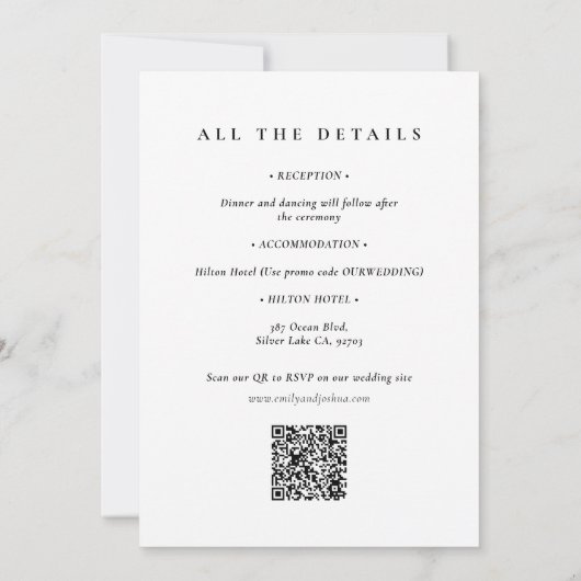 冬の山の松結婚の木 招待状 (裏面)