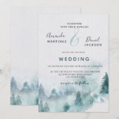 冬の山の森のカントリーウェディング招待状 招待状 (正面/裏面)