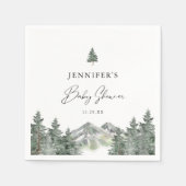 冬の山の森の赤ちゃんシャワー スタンダードカクテルナプキン (正面)