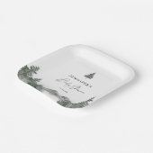 冬の山の森の赤ちゃんシャワー ペーパープレート (傾斜あり)