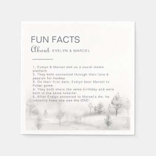 冬の山の森トリビアおもしろいファクト結婚ズ スタンダードカクテルナプキン (正面)