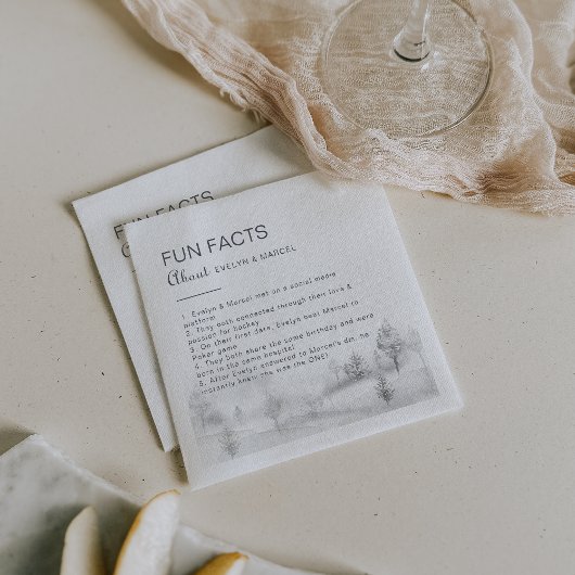 冬の山の森トリビアおもしろいファクト結婚ズ スタンダードカクテルナプキン