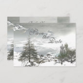 冬の山の結婚式予告 セーブザデート (正面/裏面)