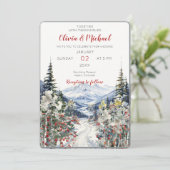 冬の山の結婚式招待状 招待状 (スタンド正面)