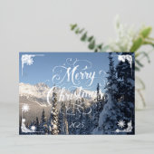 冬の山の詩が入ったメリークリスマス 箔シーズンカード (立ち正面)