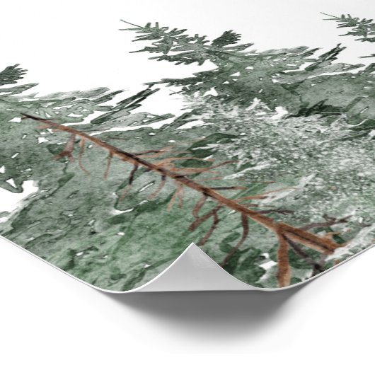 冬の山の赤ちゃんシャワー歓迎デジタルサイン ポスター (角)