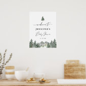 冬の山の赤ちゃんシャワー歓迎デジタルサイン ポスター (キッチン)