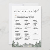 冬の山の赤ちゃんシャワー財布ゲームカード 招待状 (正面)