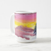 冬の山の雄大な絵画 マグカップ (正面左)