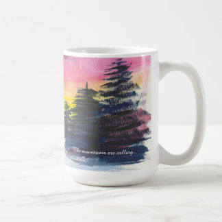 冬の山の雄大な絵画 マグカップ