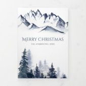 冬の山の雪の村の写真クリスマス 三つ折りクリスマスカード (カバー)