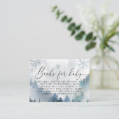 冬の山の青い雪片ブックリクエスト エンクロージャーカード (スタンド正面)