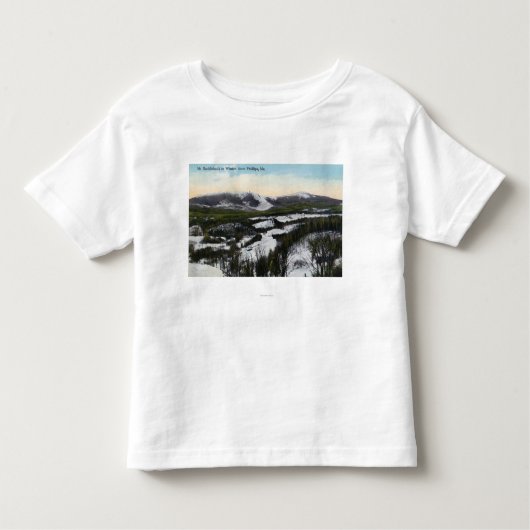 冬の山の鞍形の眺め トドラーTシャツ (正面)