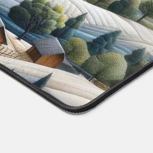 冬の山の風景のアートワーク デスクマット (コーナー)