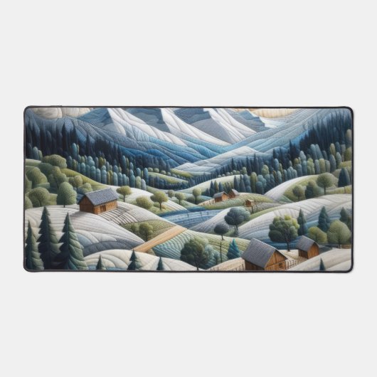 冬の山の風景のアートワーク デスクマット (正面)