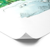 冬の山の風景の岩常緑樹 ポスター (角)