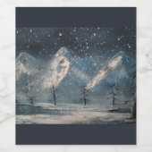 冬の山の風景を持つワインボトルラベル ワインラベル (シングルラベル)