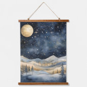 冬の山の鹿は海軍の風景を星 吊り下げ型タペストリー (正面)