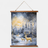 冬の山の鹿は海軍の風景を星 吊り下げ型タペストリー (正面2)