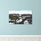 冬の山サドルバックの表示 キャンバスプリント (インサイチュ (ウッドフロア))