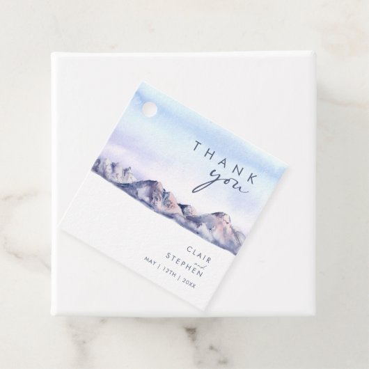 冬の山サンセットサンセットサンキューメッセージカード フェイバータグ (インサイチュ)