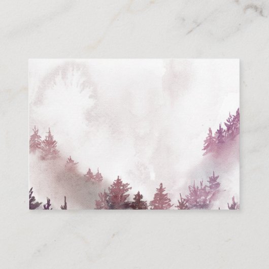冬の山ピンクの雪片ブックリクエスト エンクロージャーカード (裏面)