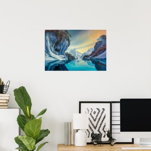 冬の山湖 ポスター (ホームオフィス)